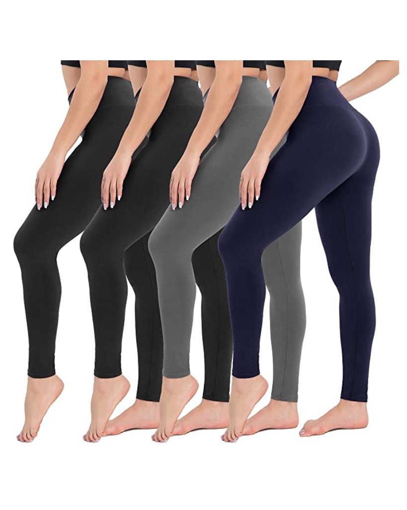 3 Pack Women's Leggings - No See - Through High Waisted Tummy Control Yoga  Pants 